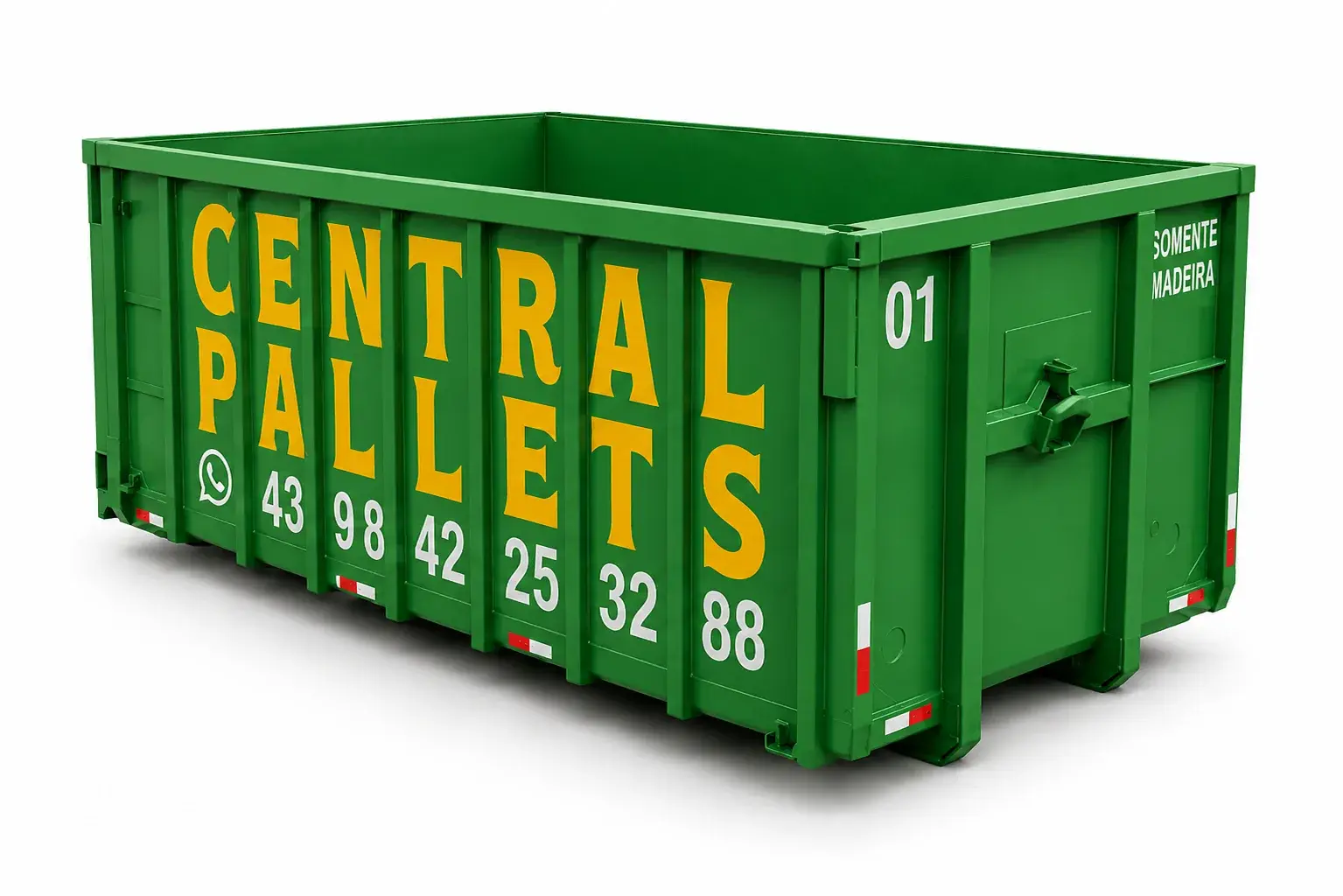 Caçamba verde Central Pallets para resíduos de madeira em obras