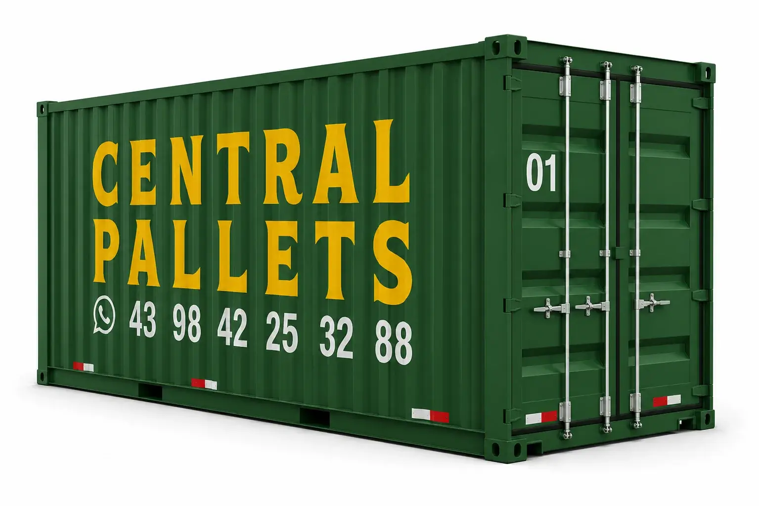 Contêiner verde Central Pallets para almoxarifado em obras