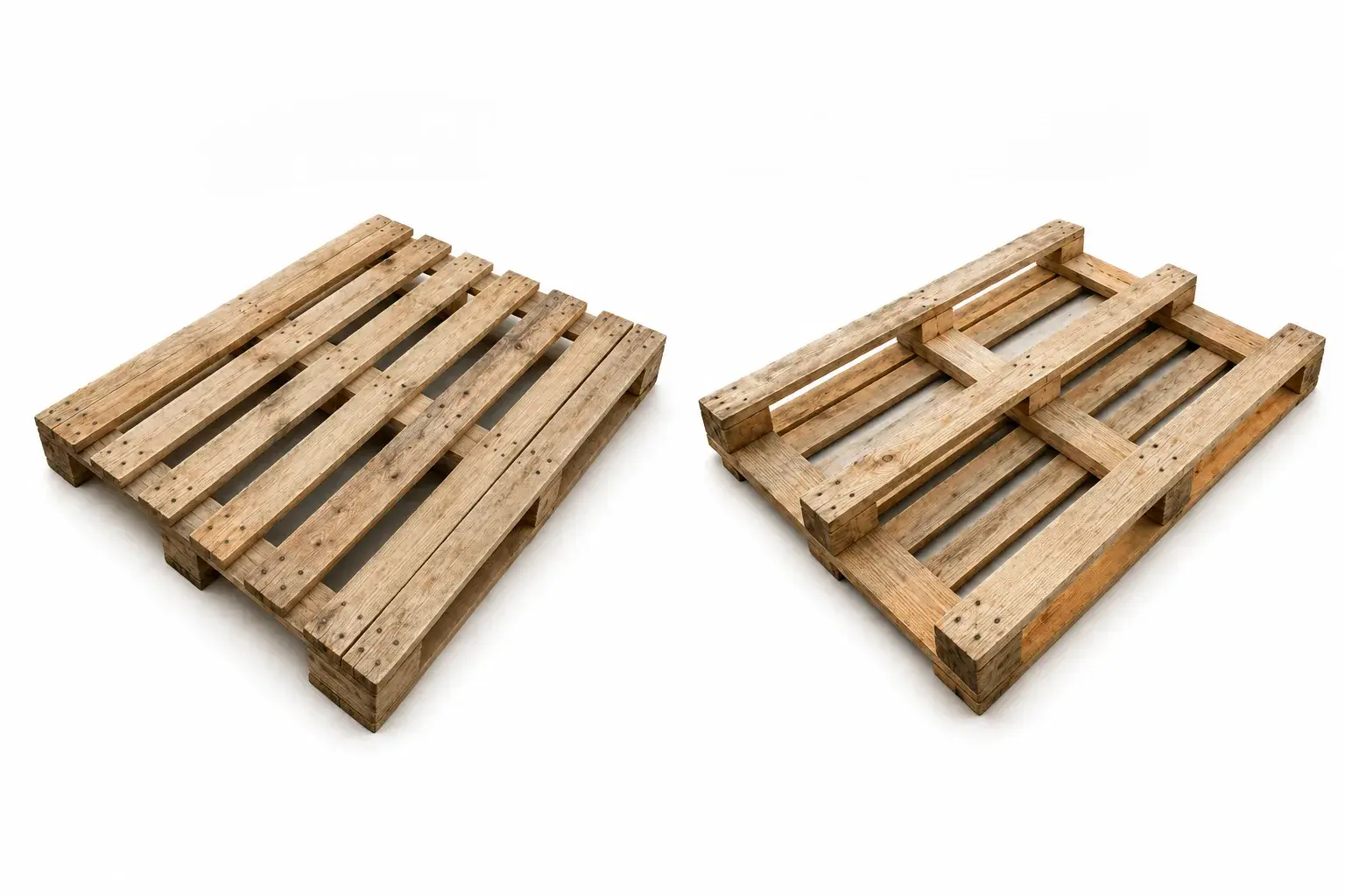 Pallet PBR usado revisado 1,00x1,20 — vista superior e inferior